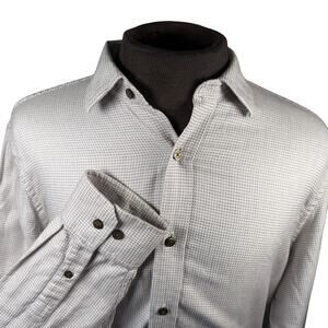 Banana Republic Men's button down Shirt white black  100% cotton 16-16.5 Lg